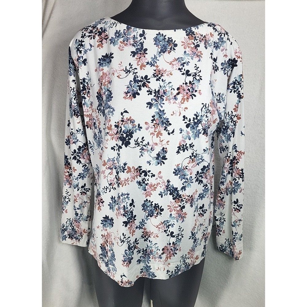 J. Jill Floral Shirt Women's Small Petite Luxe Supima Long Sleeve Tee‎ Coquette